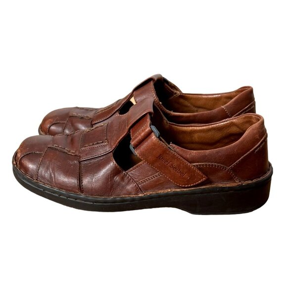 Josef Seibel Mens 8.5 Jeremy LEATHER Fisherman Dress Sandal COMFORT Brown EUC - Picture 3 of 7